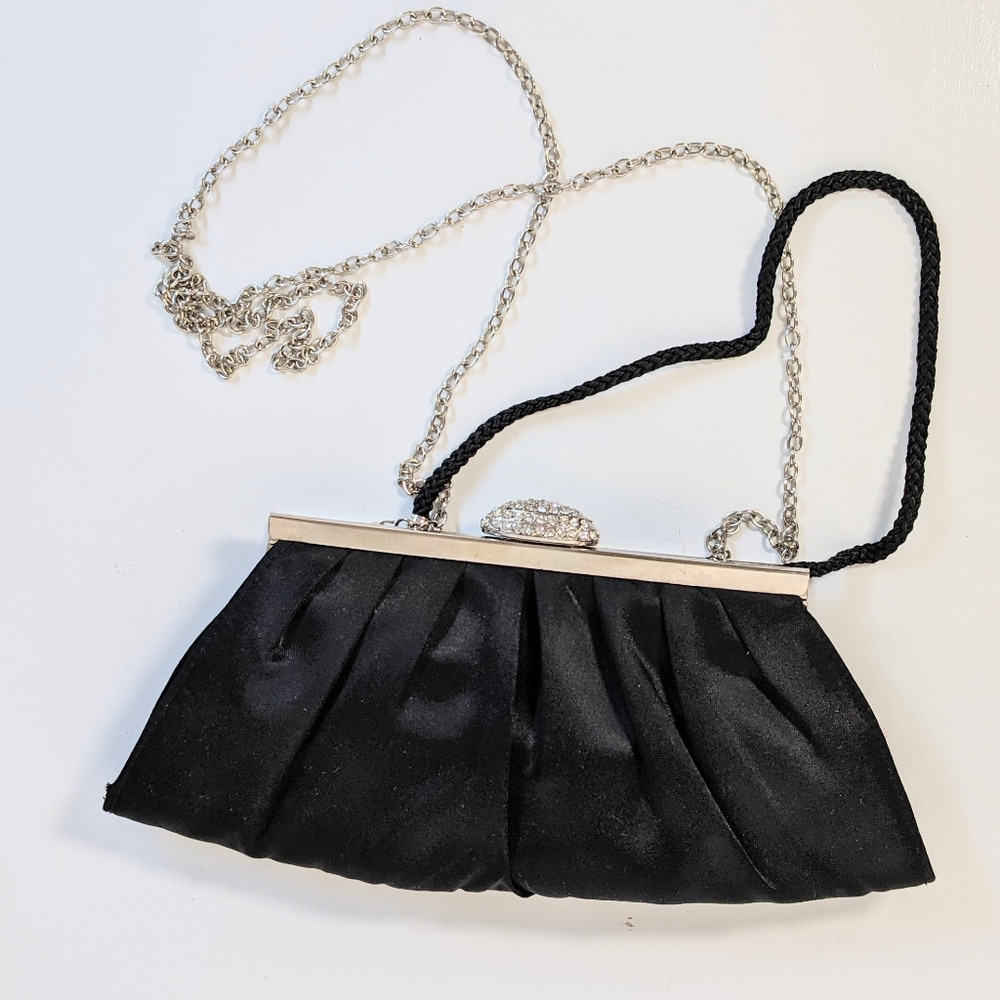 Vintage La Regale jeweled satin clutch convertible chain strap